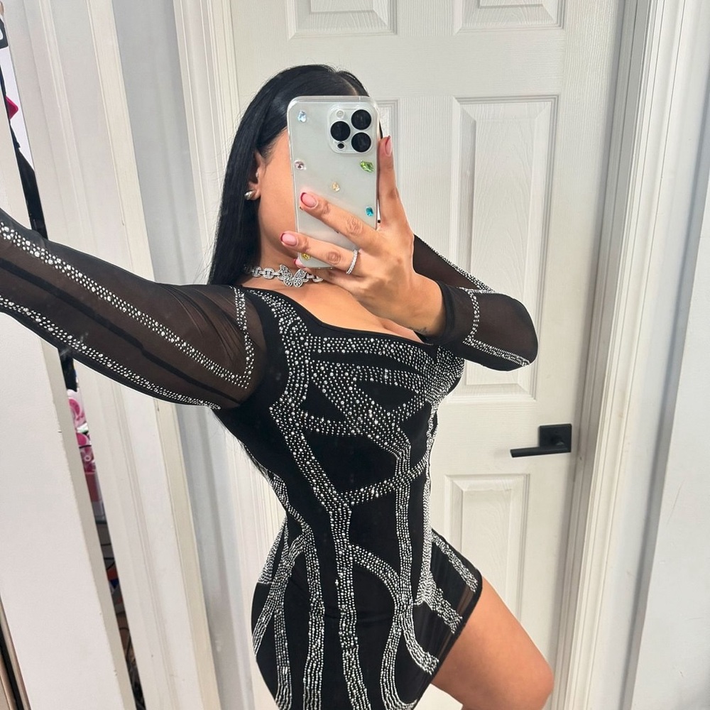 Rhinestone Mesh Bodycon